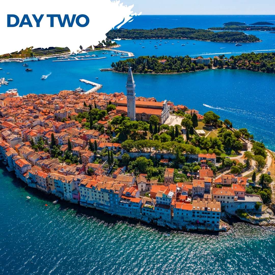 Aerial view of the old town of Rovinj, Croatia