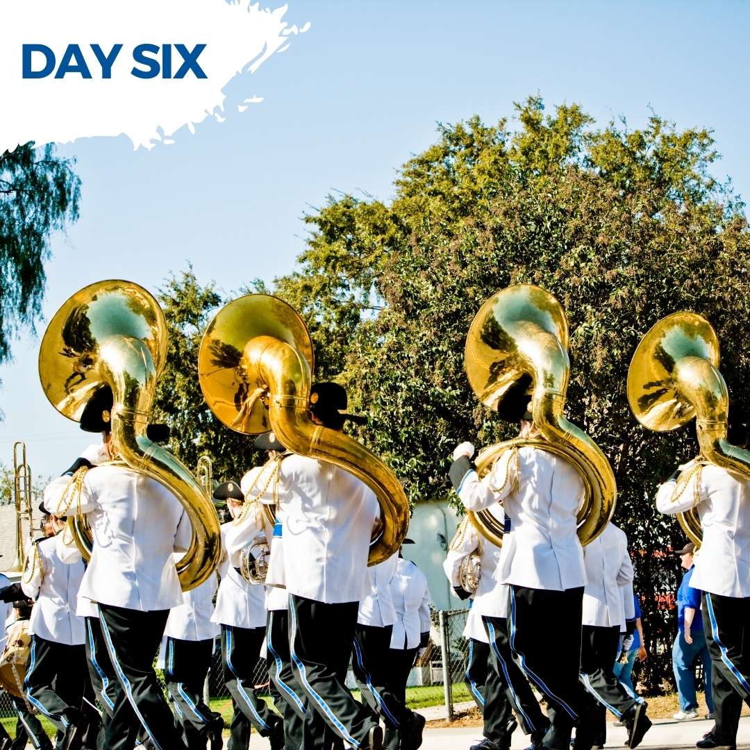 A brass band with twirling majorettes parading through the streets followed by a band who were quite famous in Croatia as everyone sang and danced along