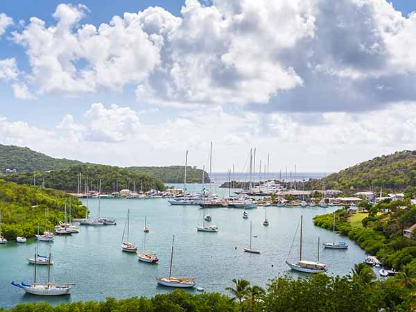 Falmouth harbour. View from Shirely Heights, Antigua, West Indies, Caribbean