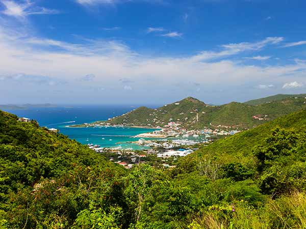 Aerial view of Road town on Tortola the capital of British Virgin islands