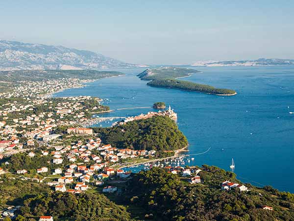 aerial view of Croatia coast line. Rab island