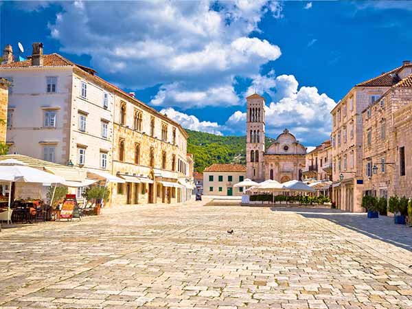 Pjaca square church in Town of Hvar, Dalmatia, Croatia