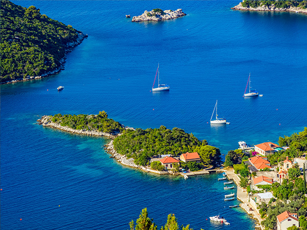 Adriatic landscape panorama on island Mljet, Dubrovnik archipelago, Croatia.