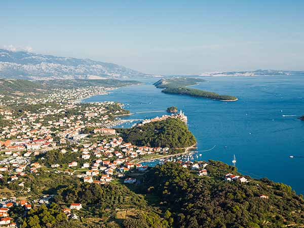 aerial view of Croatia coast line. Rab island