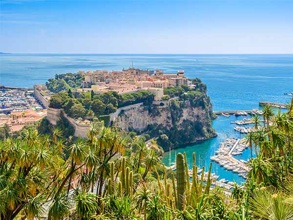 View of the rock and the village of monaco and monte carlo in the south of France