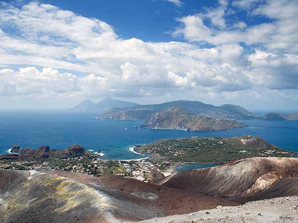 Cloudy coast of Lipari Island, Vulcano, Sicily, Italy