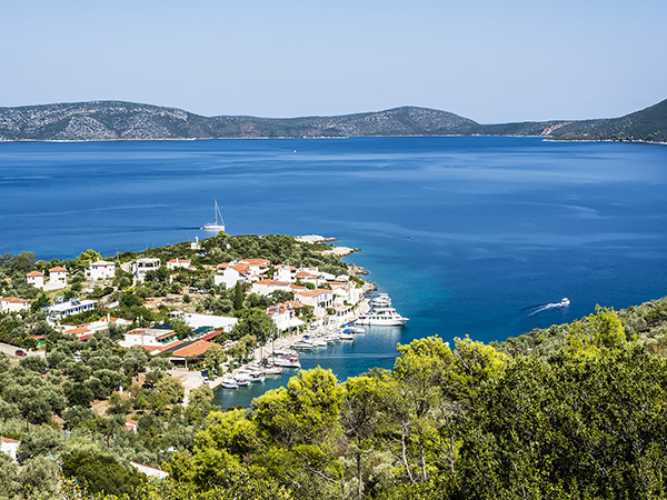 Bird's eye view of Steni Vala bay in Alonissos