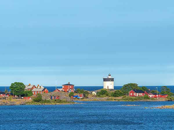 Lighthouse during summer, panoramic view, Svartklubben, Sweden