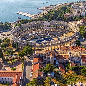  Roman time arena in Pula, Croatia. UNESCO world heritage site.